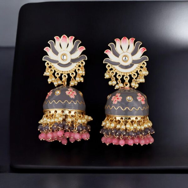 Indo Western Meenakari Earring With Gold Plating