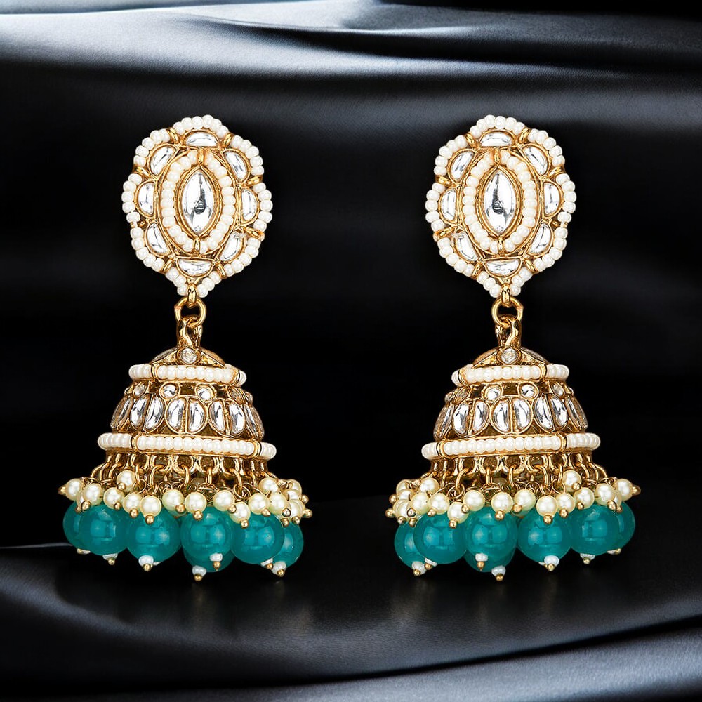110568_ Indo Western Jhumki With Mehndi Plating RAMAGREEN-Photoroom