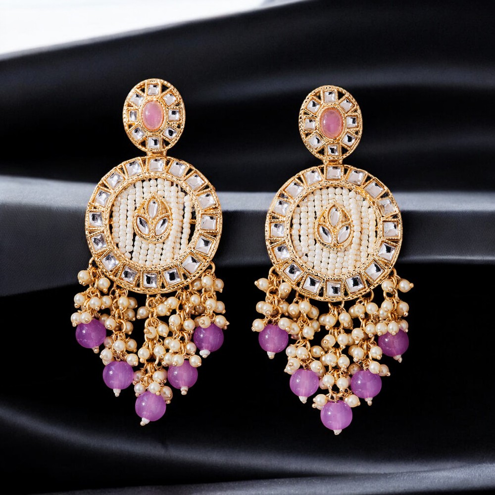 111365_ Indo Western Beads Earring With Gold Plating LIGHTPURPLE-Photoroom