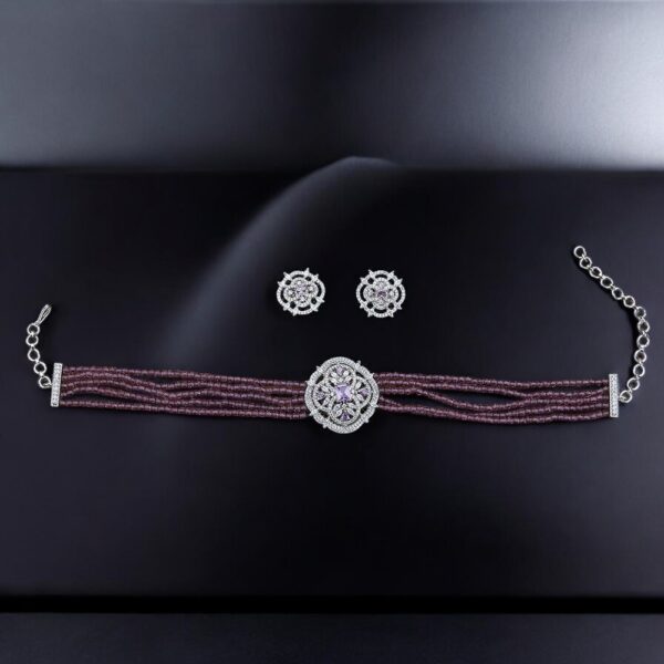 Bandhai Necklace With Rhodium Plating