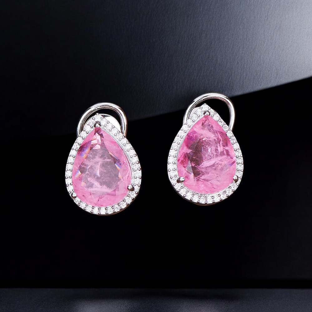 427889_ Cubic Zirconia Delicate Tops With Rhodium Plating PINK-Photoroom