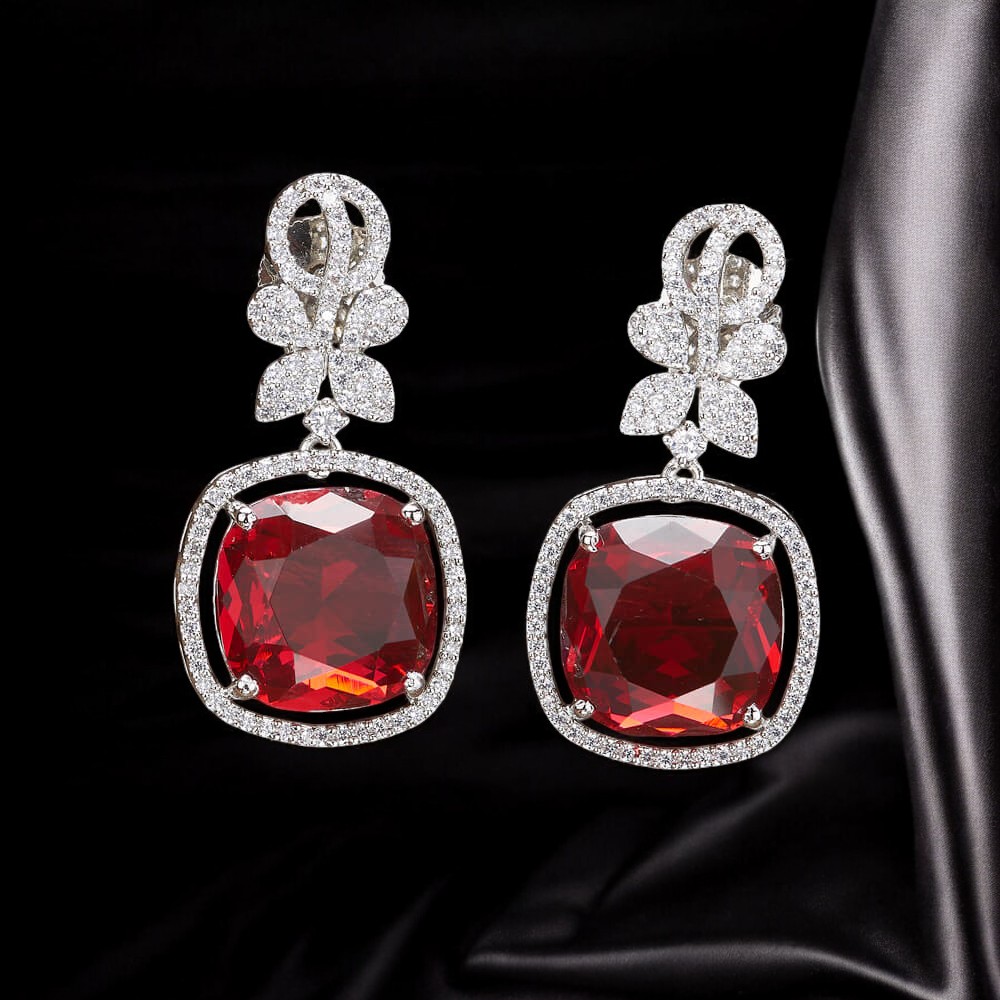 431854_ Short Earring With Rhodium Plating RANI-Photoroom