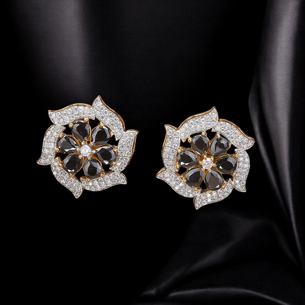 432092_ Cubic Zirconia Classic Tops With 2 Tone Plating BLACK-Photoroom