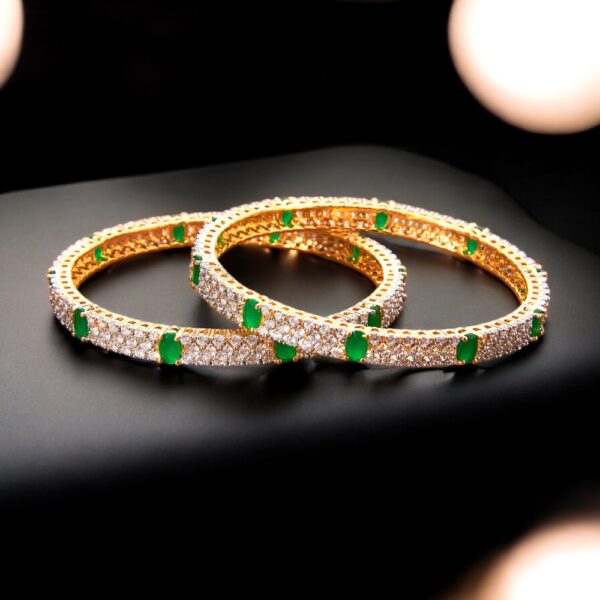 Cubic Zirconia Classic Bangles With 2 Tone Plating