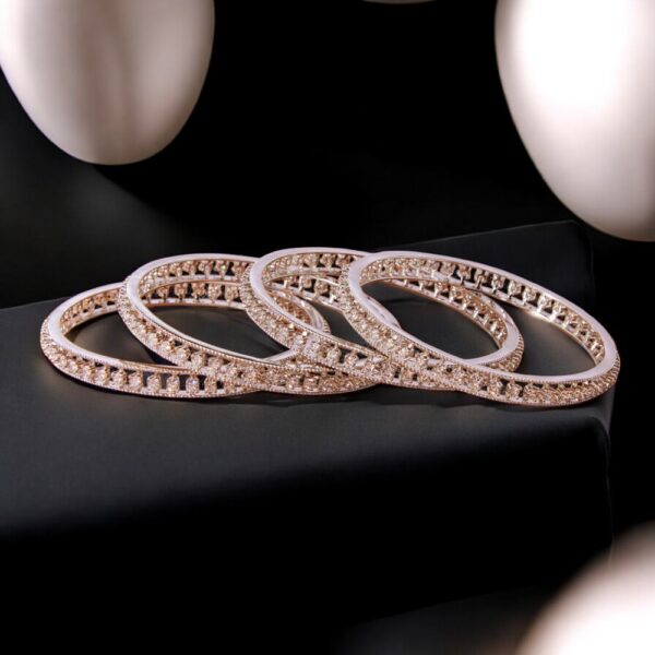 Classic Bangles With 2 Tone Rhodium Plating