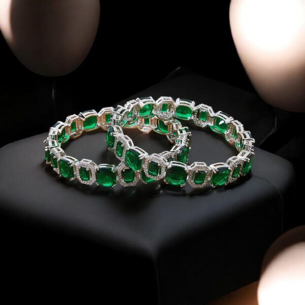 Cubic Zirconia Classic Bangles With Rhodium Plating