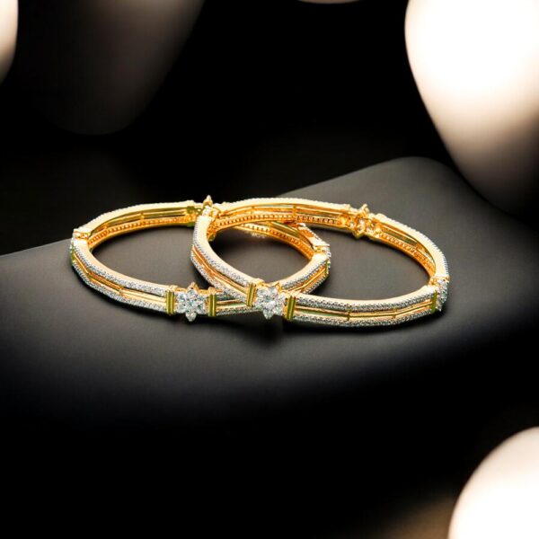 Cubic Zirconia Classic Bangles With 2 Tone Plating