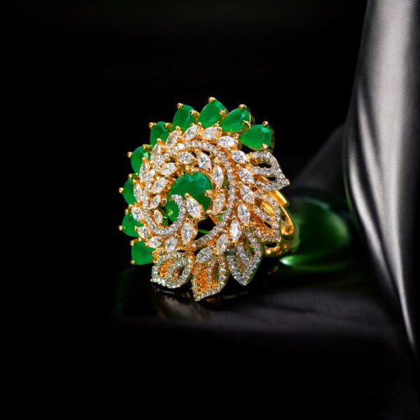 Cz Adjustable Ring With 2 Tone Plating