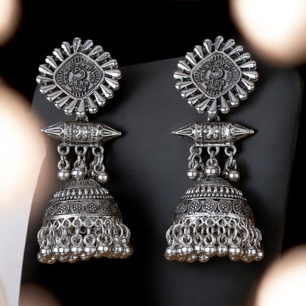Jhumki With Oxidised Plating