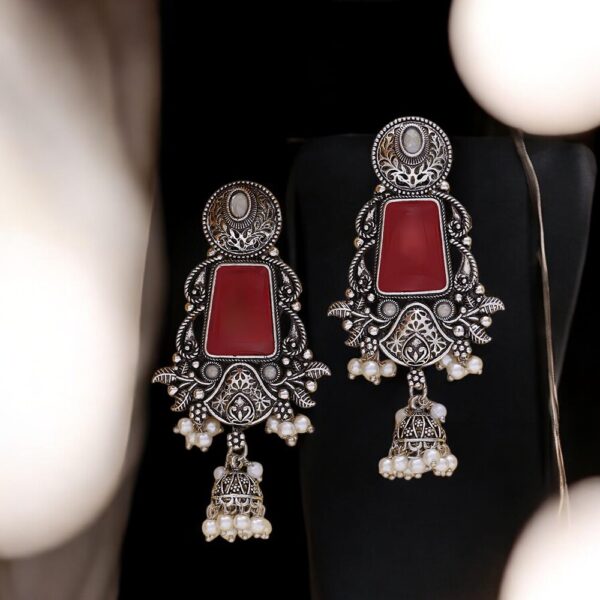 Jhumki With Oxidised Plating