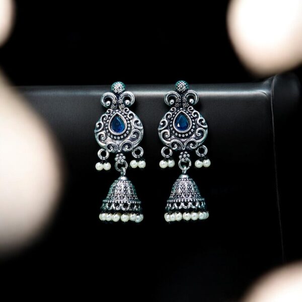 Jhumki With Oxidised Plating