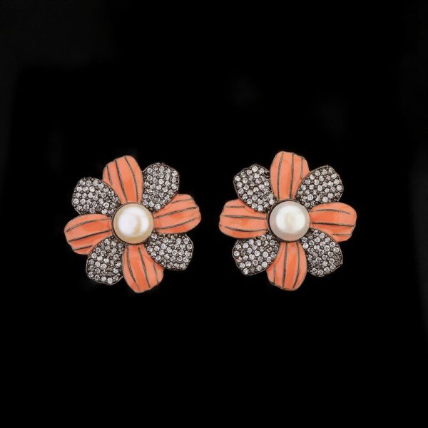 Indo Western Meenakari Earring With Black Plating