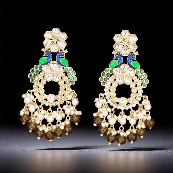 Indo Western Meenakari Earring With Gold Plating