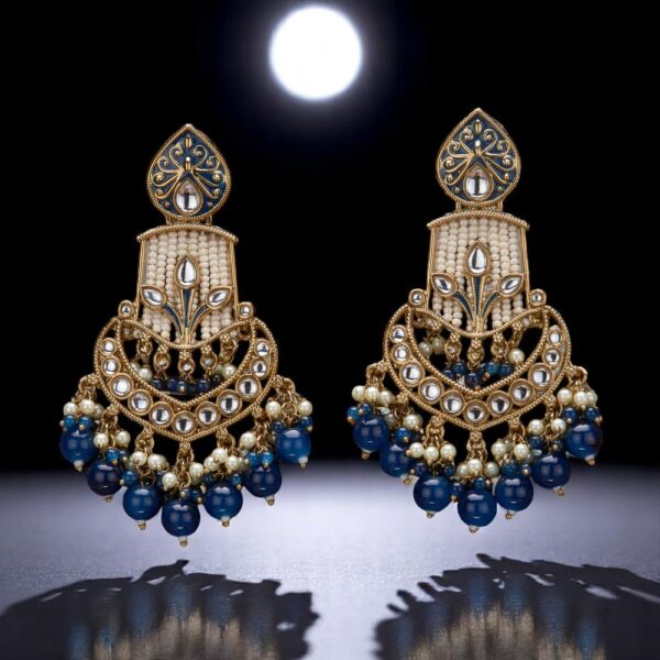 Indo Western Meenakari Earring With Mehndi Plating