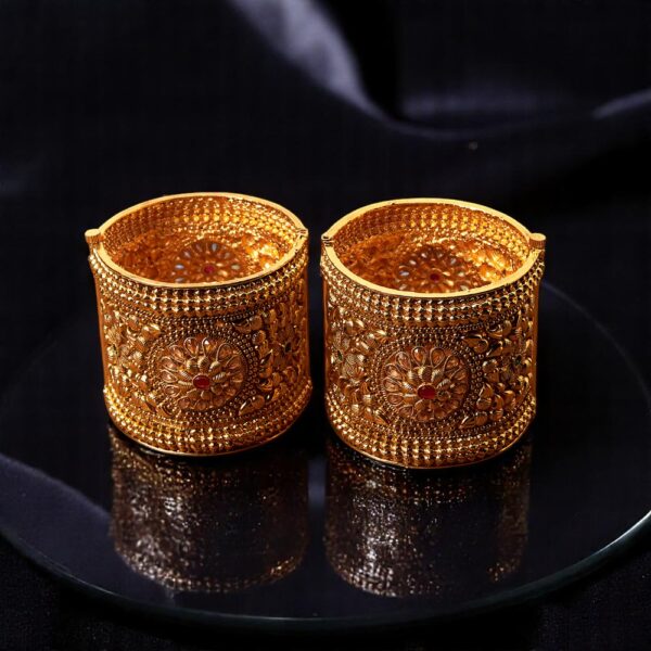 Antique Broad Bangles With Gold Plating