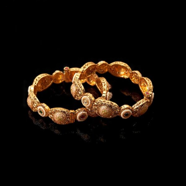 Antique Meenakari Bangles With Matte Gold Plating