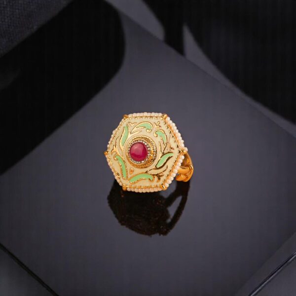 Antique Meenakari Ring With Gold Plating