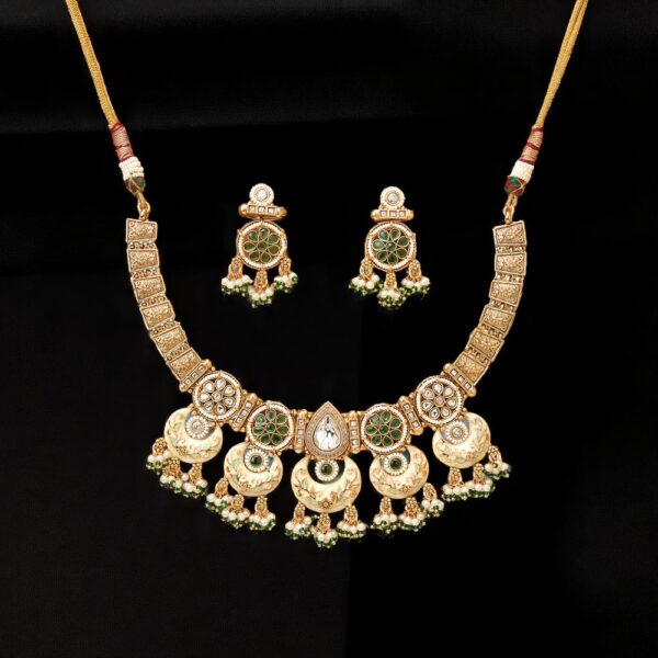 Antique Meenakari Necklace With Matte Gold Plating