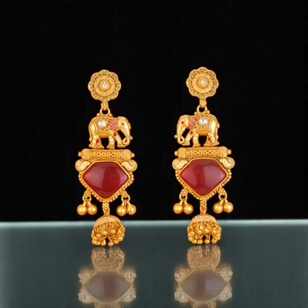 Antique Meenakari Earring With Matte Gold Plating