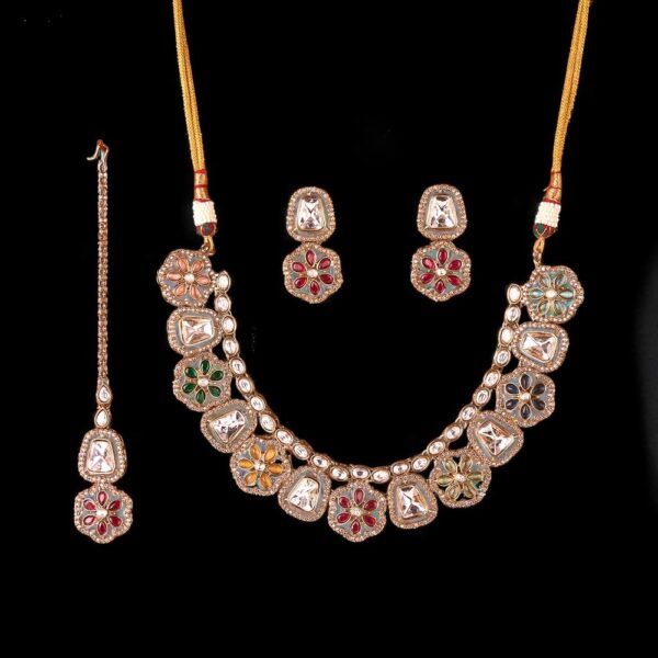 Antique Classic Necklace Set With Mehndi Plating