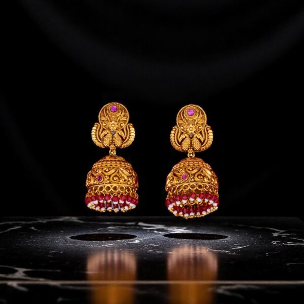 Antique Classic Jhumki With Matte Gold Plating
