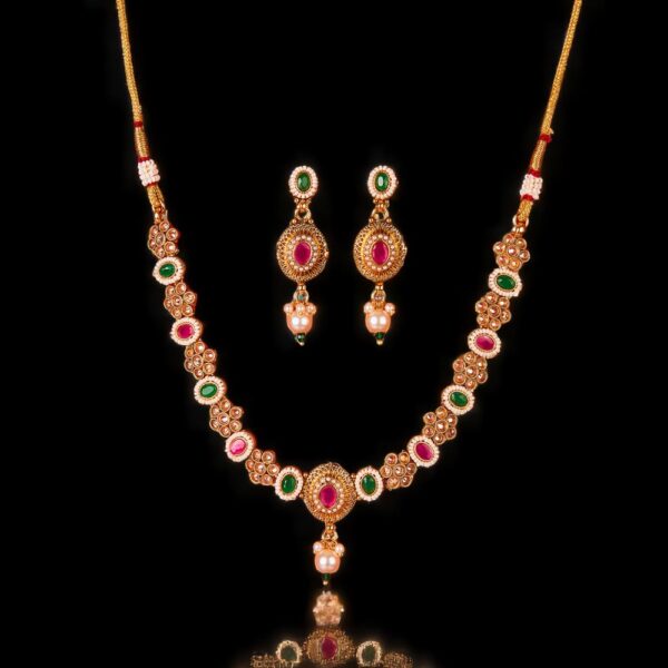 Antique Moti Necklace With Gold Plating