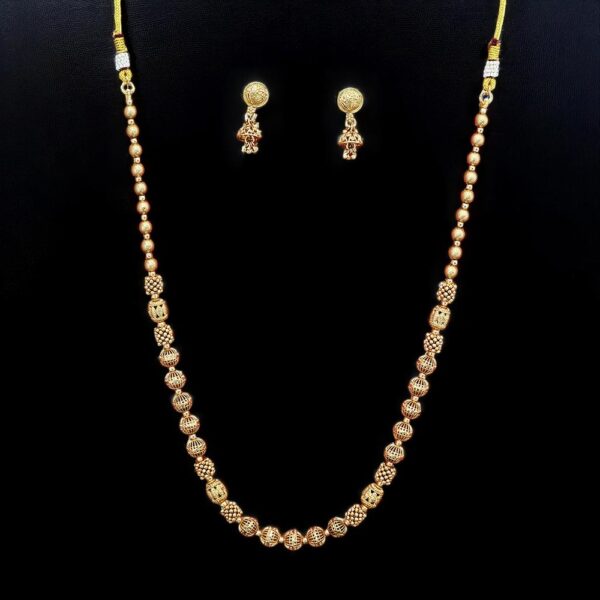 Antique Plain Gold Mala Necklace With Gold Plating