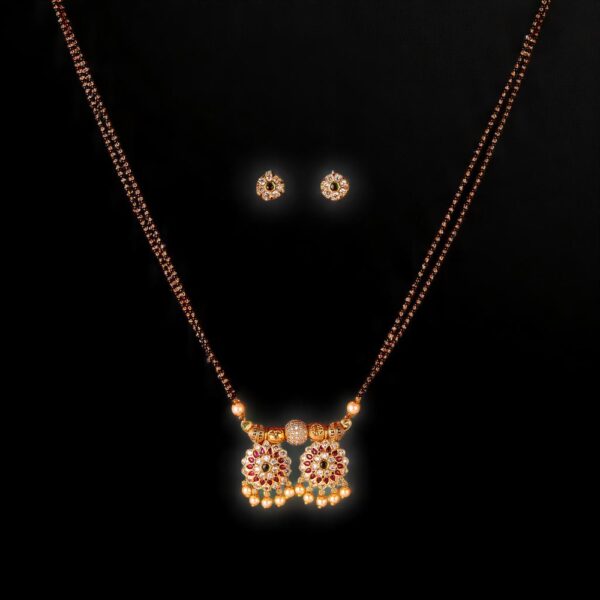 Antique South Indian Necklace Set With Matte Gold Plating