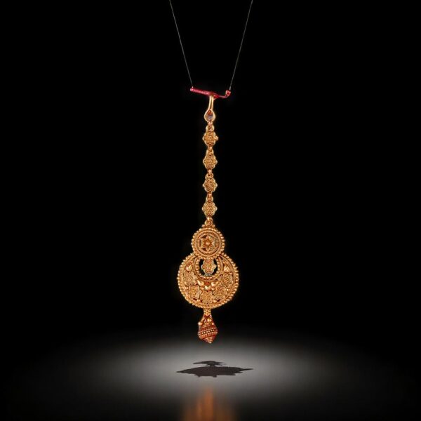 Antique Plain Matte Gold Tikka With Matte Gold Plating