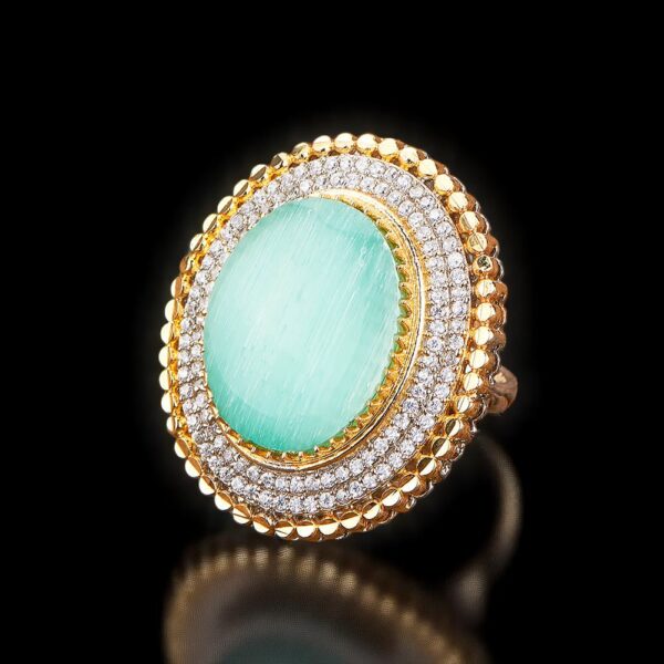Kundan Adjustable Ring With Gold Plating