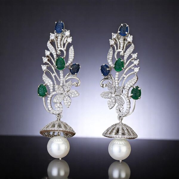 Cubic Zirconia Classic Earring With Rhodium Plating