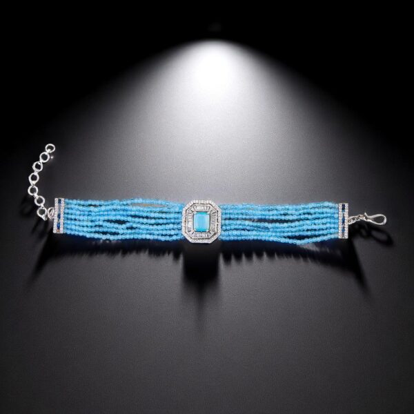 Cubic Zirconia Crystal Bandhai Bracelet With Rhodium Plating