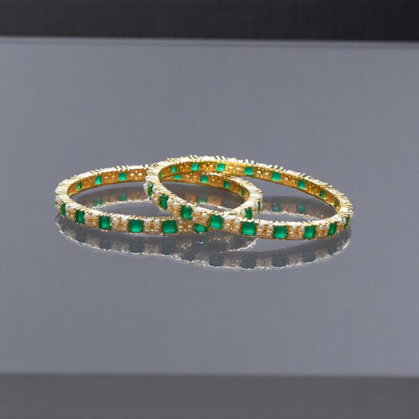 Cz Pearl Bangles With Gold Plating