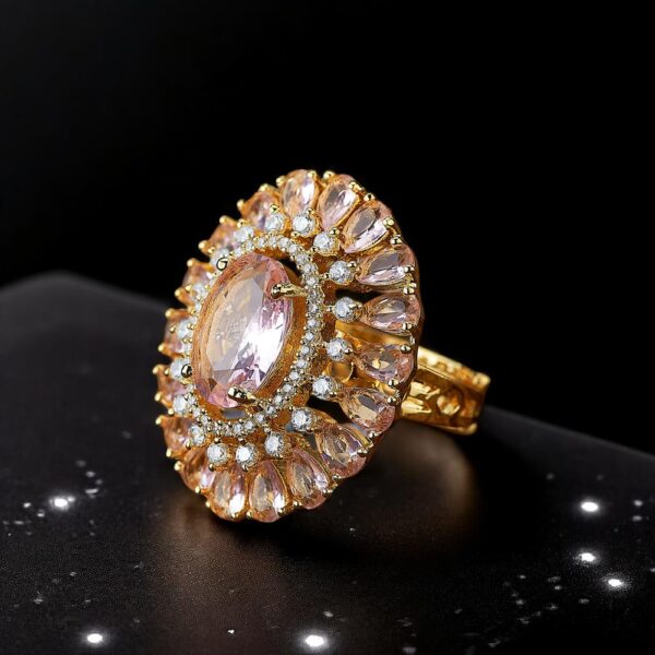 Cubic Zirconia Adjustable Ring With Gold Plating