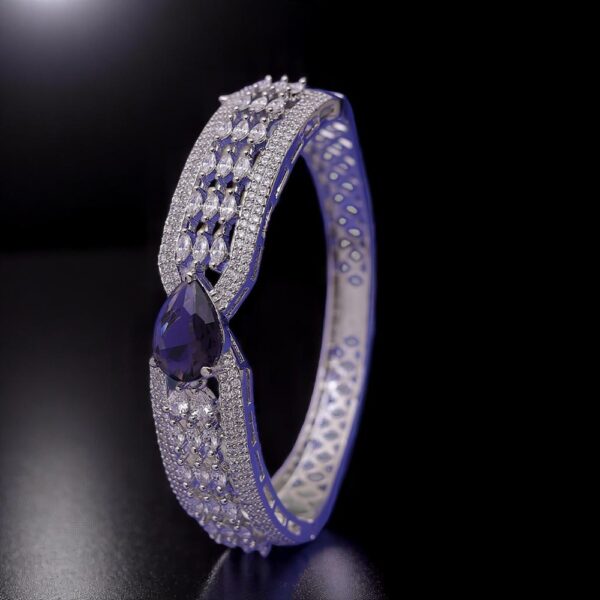 Cubic Zirconia Classic Kada With Rhodium Plating