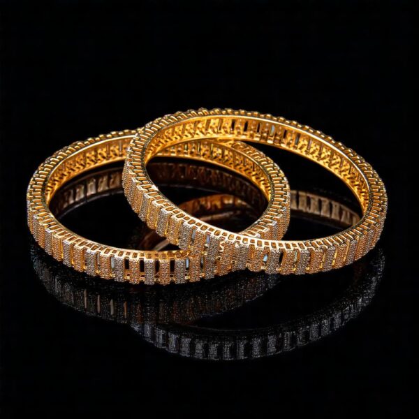 Cz Classic Bangles With 2 Tone Plating