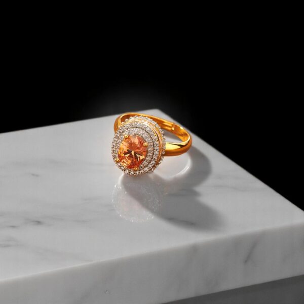 American Diamond Adjustable Ring With 2 Tone Plating