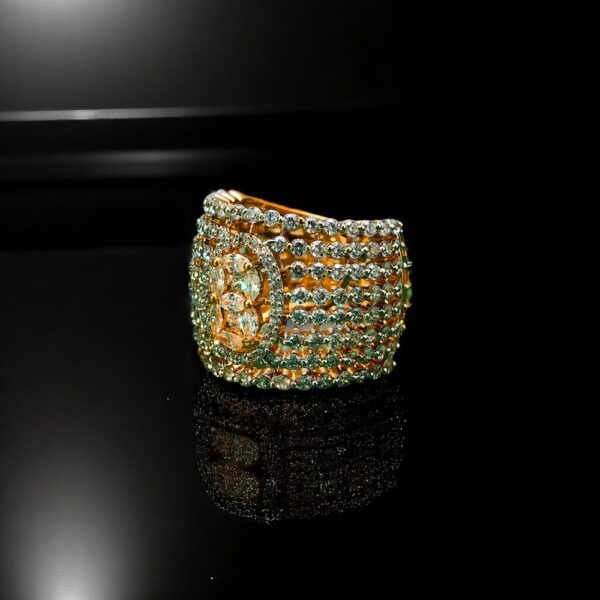 Cz Adjustable Ring With 2 Tone Rhodium Plating