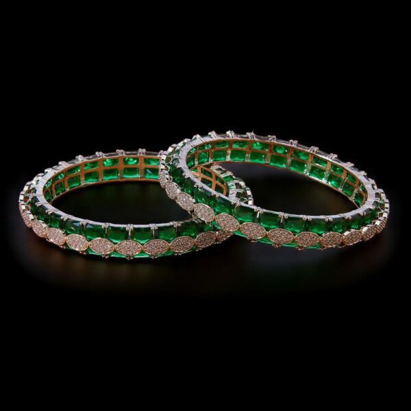 Cubic Zirconia Classic Bangles With Rhodium Plating