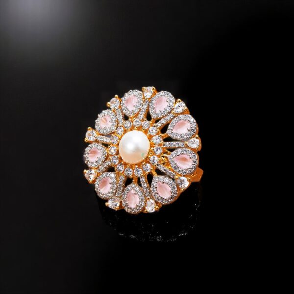 Cz Moti Ring With 2 Tone Plating