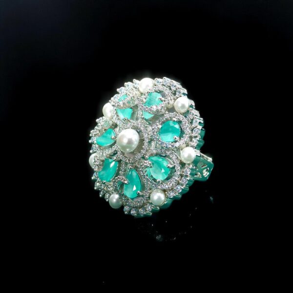 Cz Adjustable Ring With Rhodium Plating