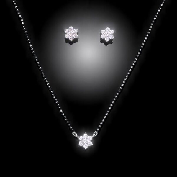 Cz Tanmaniya Mangalsutra With Rhodium Plating