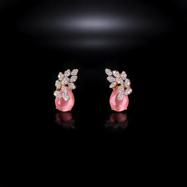 Cubic Zirconia Short Earring With 2 Tone Plating