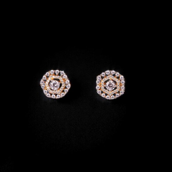 Cubic Zirconia Delicate Tops With Mehndi 2 Tone Rhodium Plating