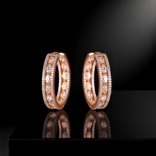 Cubic Zirconia Classic Bali With 2 Tone Rhodium Plating