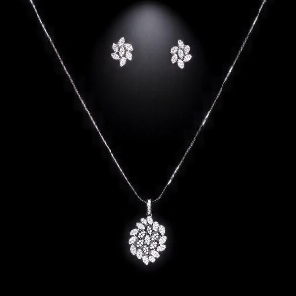 Cz Delicate Pendant Set With Black Plating