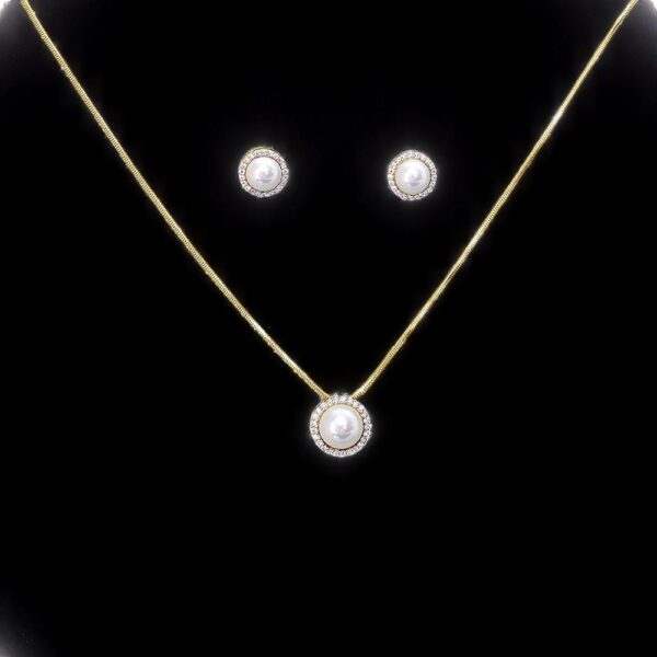 Cz Delicate Pendant Set With Rhodium 2 Tone Plating
