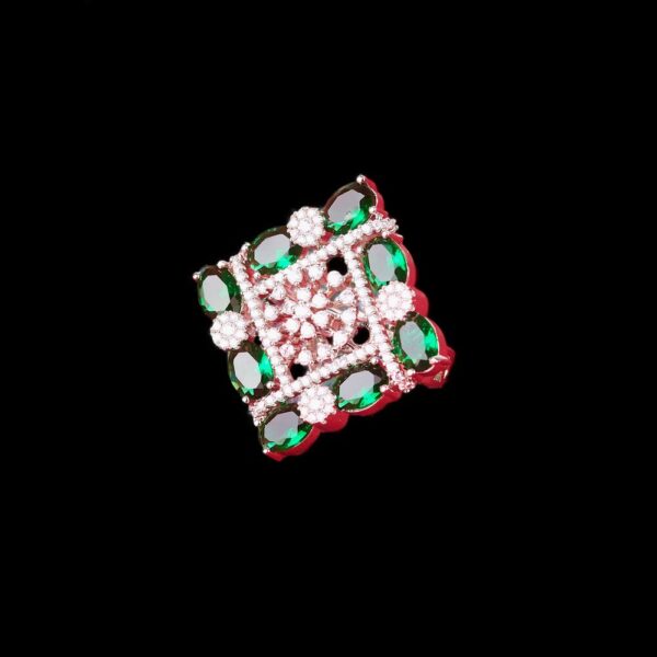 Cubic Zirconia Adjustable Ring With Rhodium Plating