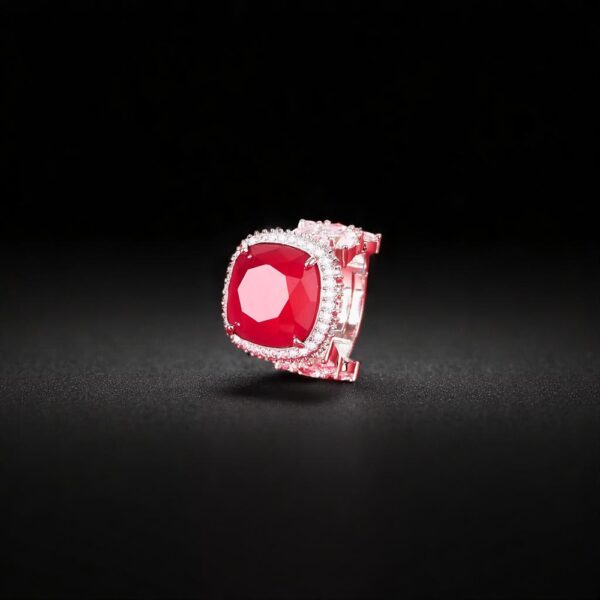 Cubic Zirconia Adjustable Ring With Rhodium Plating