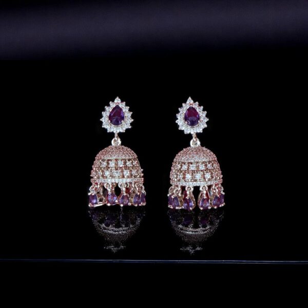 Cubic Zirconia Classic Jhumki With Rhodium Plating